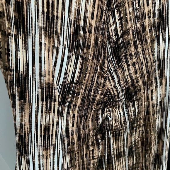 Nic+Zoe Sleeveless Faux Leather Gathered Front Dress | Brown/Black | Medium - Picture 7 of 10